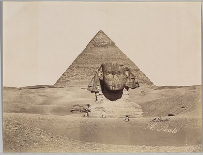Sfinx en de piramide van Chephren door Antonio Beato