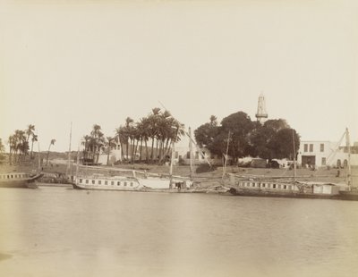 Uitzicht op Afsouan, Egypte door Antonio Beato