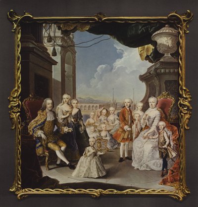 De Keizerin Maria Theresia en haar familie op het terras van het Schönbrunn Paleis door Antonio Bencini