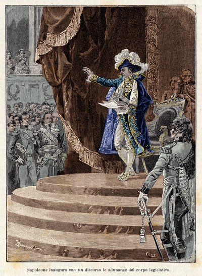 Napoleon Bonaparte opent met een toespraak de vergaderingen van het wetgevend lichaam door Antonio Bonamore