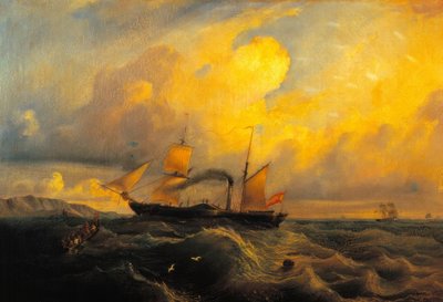 Isabell II., de eerste Schroefstoomboot van de Koninklijk-Spaanse Oorlogsvloot door Antonio Brugada