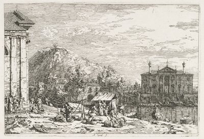 Gezichten: Een Stad Voorbij een Rivier, 1735-1746 door Giovanni Antonio Canal