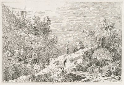 Uitzichten: Berglandschap met Vijf Bruggen door Antonio Canaletto