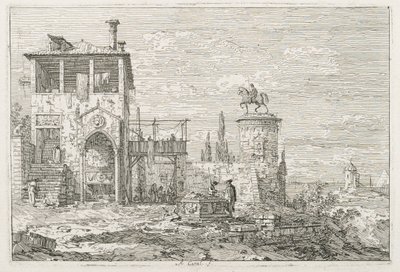 Uitzichten: Het Ruiterstandbeeld door Antonio Canaletto