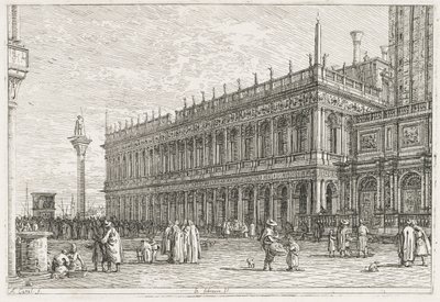 Gezichten: De Bibliotheek, Venetië door Antonio Canaletto