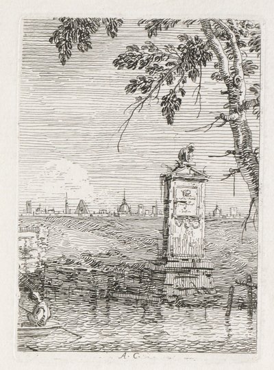 Gezichten: Het Kleine Monument onder een Boom, 1735-1746 door Giovanni Antonio Canal