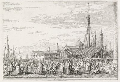 Gezichten: De markt op de Molo, 1735-1746 door Giovanni Antonio Canal