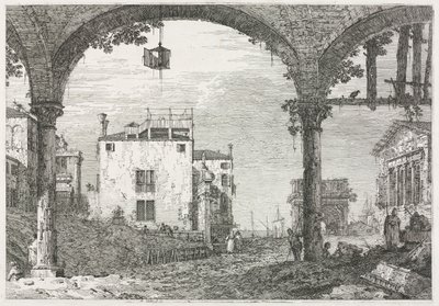 Zichten: Het portiek met de lantaarn, 1735-1746 door Giovanni Antonio Canal