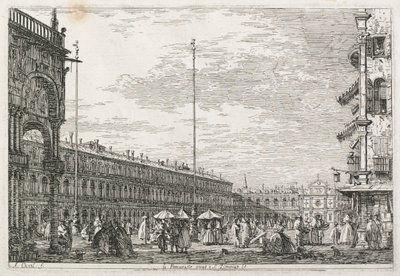 Gezichten: Het paleis van de procureur en de kerk van St. Géminien, Venetië door Antonio Canaletto