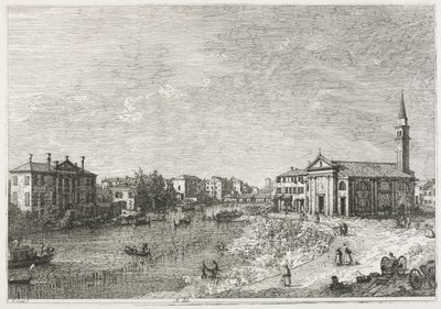 Gezichten: Uitzicht op Dolo, een stad aan de Brenta, ten westen van Venetië, 1735-1746 door Giovanni Antonio Canal