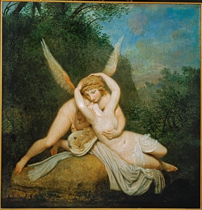 Amor en Psyche ... (schilderij op doek) door Antonio Canova