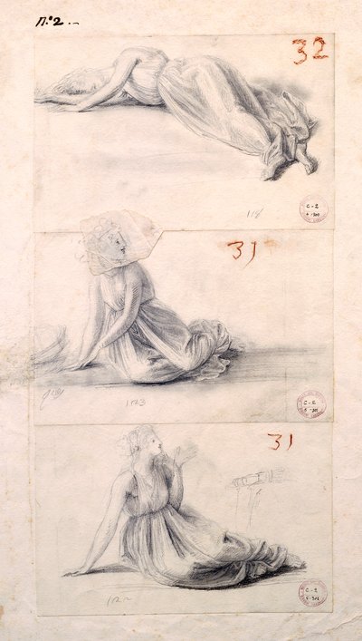 Vrouwelijke figuur in drie verschillende posities door Antonio Canova