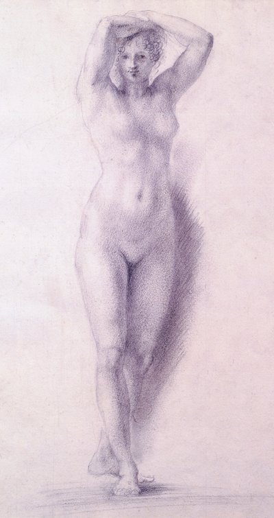 Vrouwelijke figuur met opgeheven armen door Antonio Canova (1757-1822), tekening door Antonio Canova