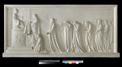 Hecuba biedt het peplum aan Pallas Athena aan (gips) door Antonio Canova