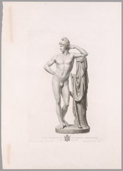 Parijs leunend op boomstronk, vooraanzicht, uit Oeuvre de Canova door Antonio Canova
