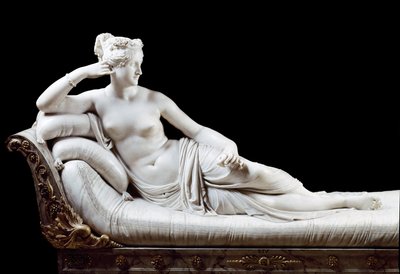Pauline Bonaparte, Prinses Borghese (1780 - 1825) zus van Napoleon I voorgesteld als Overwinnende Venus Marmeren Beeldhouwwerk door Antonio Canova (1757-1822) 1804-1808 Rome, Galleria Borghese door Antonio Canova
