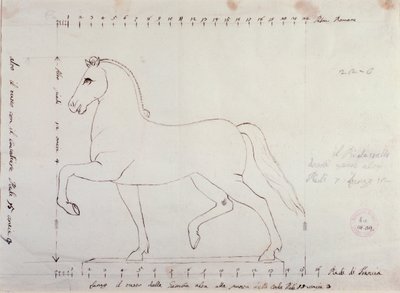 Studie voor een paard voor een ruitermonument (tekening) door Antonio Canova