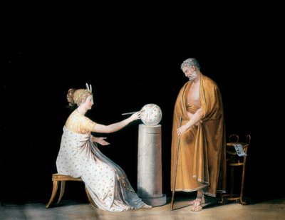 De muze Urania en Thales. Tempera door Antonio Canova (1757-1822), circa 1798. door Antonio Canova