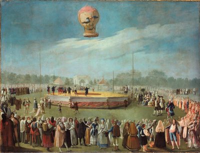 De opstijging van een ballon in aanwezigheid van het hof van Karel IV, ca. 1783 door Antonio Carnicero