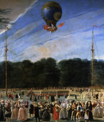 Opstijging van een Montgolfier-ballon in Madrid 5 juli 1784 door Antonio Carnicero