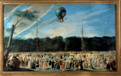 Ballonvlucht: "Opstijging van een heteluchtballon in Aranjuez" door Antonio Carnicero
