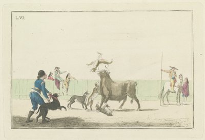 Plaat VI, uit de serie Colección de las principales suertes de una corrida de toros door Antonio Carnicero