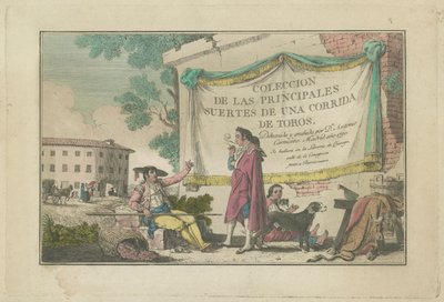 Titelplaat, uit de serie Colección de las principales suertes de una corrida de toros (Collectie van de belangrijkste acties in een stierengevecht) door Antonio Carnicero