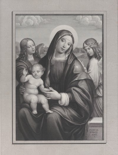 Madonna en Kind met engelen door Antonio Dalco