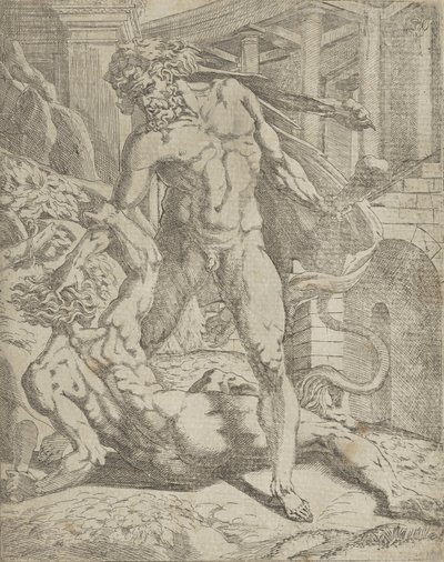 Hercules en Cacus, 1540-45 door Antonio Fantuzzi