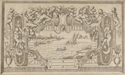 Landschap met sierlijst door Antonio Fantuzzi
