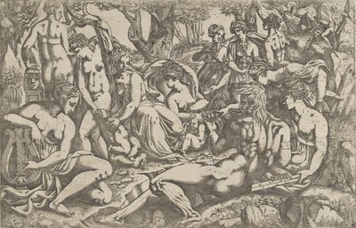 Muzen aan de voet van de berg Parnassus door Antonio Fantuzzi