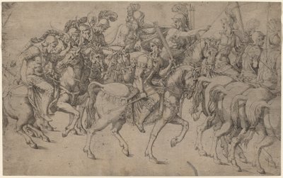 Ruiters met Bogen en Speren door Antonio Fantuzzi after Giulio Romano
