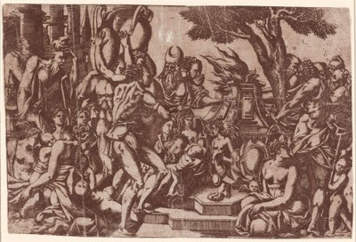 Offer aan Priapus door Antonio Fantuzzi after Rosso Fiorentino