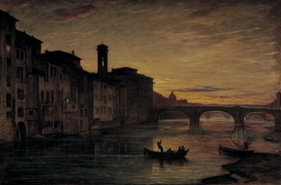 De rivier de Arno in Ponte Santa Trinita door Antonio Fontanesi