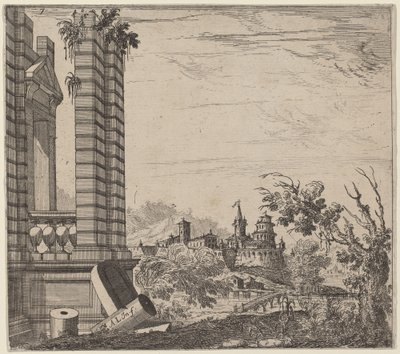 Landschap met ruïnes door Antonio Francesco Lucini