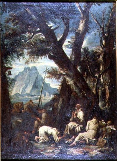 Platteland met Kluizenaars, ca.1700-10 door Antonio Francesco Peruzzini