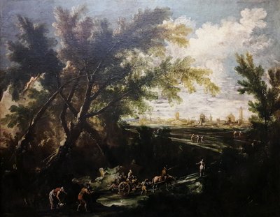 Landschap met een waterdrager door Antonio Francesco Peruzzini