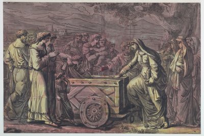 Lucius Albinius Redt de Vestaalse Maagden door Antonio Giuseppe Basoli