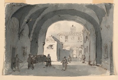 Toneelontwerp, Ziekenhuis in Brescia door Antonio Giuseppe Basoli