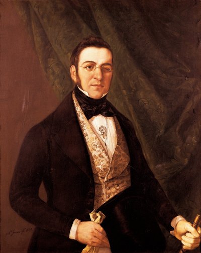 Portret van Manuel Breton de los Herreros, Spaanse dichter en toneelschrijver door Antonio Gomez Cros