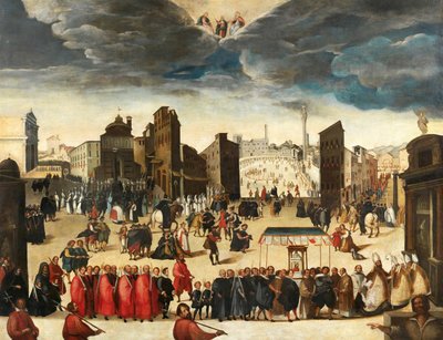 De processie ter viering van de wijding van de Insigne Collegiata di Santa Maria, 23 oktober 1611 door Antonio Gregori