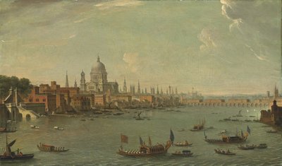 Vier uitzichten van Londen: De Theems kijkend naar St. Pauls door Antonio Joli