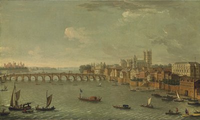 Vier uitzichten op Londen: De Theems richting Westminster door Antonio Joli
