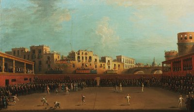 Koning Ferdinand IV en koningin Caroline van Napels bij een spel Palla a Bracciale door Antonio Joli