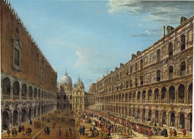 Processie op de Binnenplaats van het Hertogelijk Paleis, Venetië door Antonio Joli