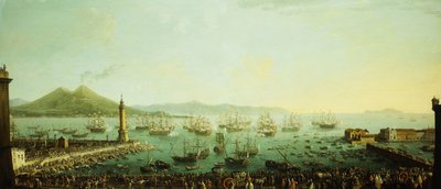 Het inschepen van koning Karel III vanuit Napels door Antonio Joli