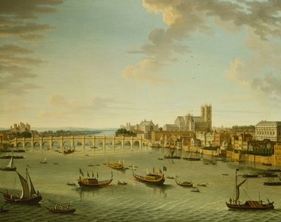 De Theems vanaf het terras van Somerset House richting Westminster door Antonio Joli
