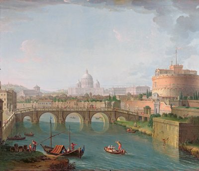 Uitzicht op de Tiber, c.1700-77 door Antonio Joli