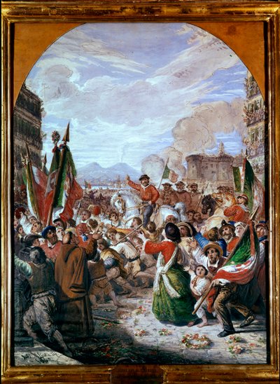 De Intocht van Giuseppe Garibaldi in Napels op 7 oktober door Antonio Licata