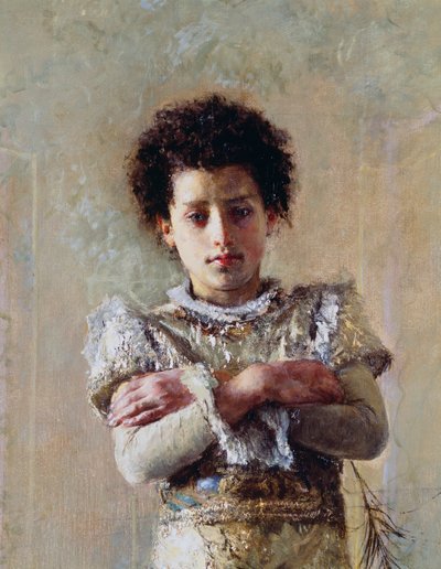 Acrobaat, detail, door Antonio Mancini (1852-1930) door Antonio Mancini